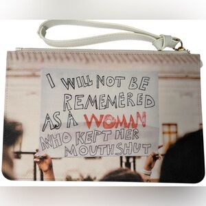 By Heidi Pix Protest Quote Wristlet Clutch 9” x 6” NWT